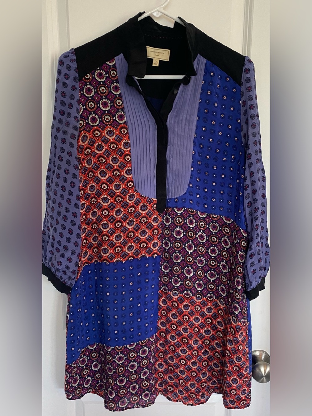 Anthropologie Moulinette Soeurs Patchwork Silk Foulard Tunic/Shirt Dress Medium